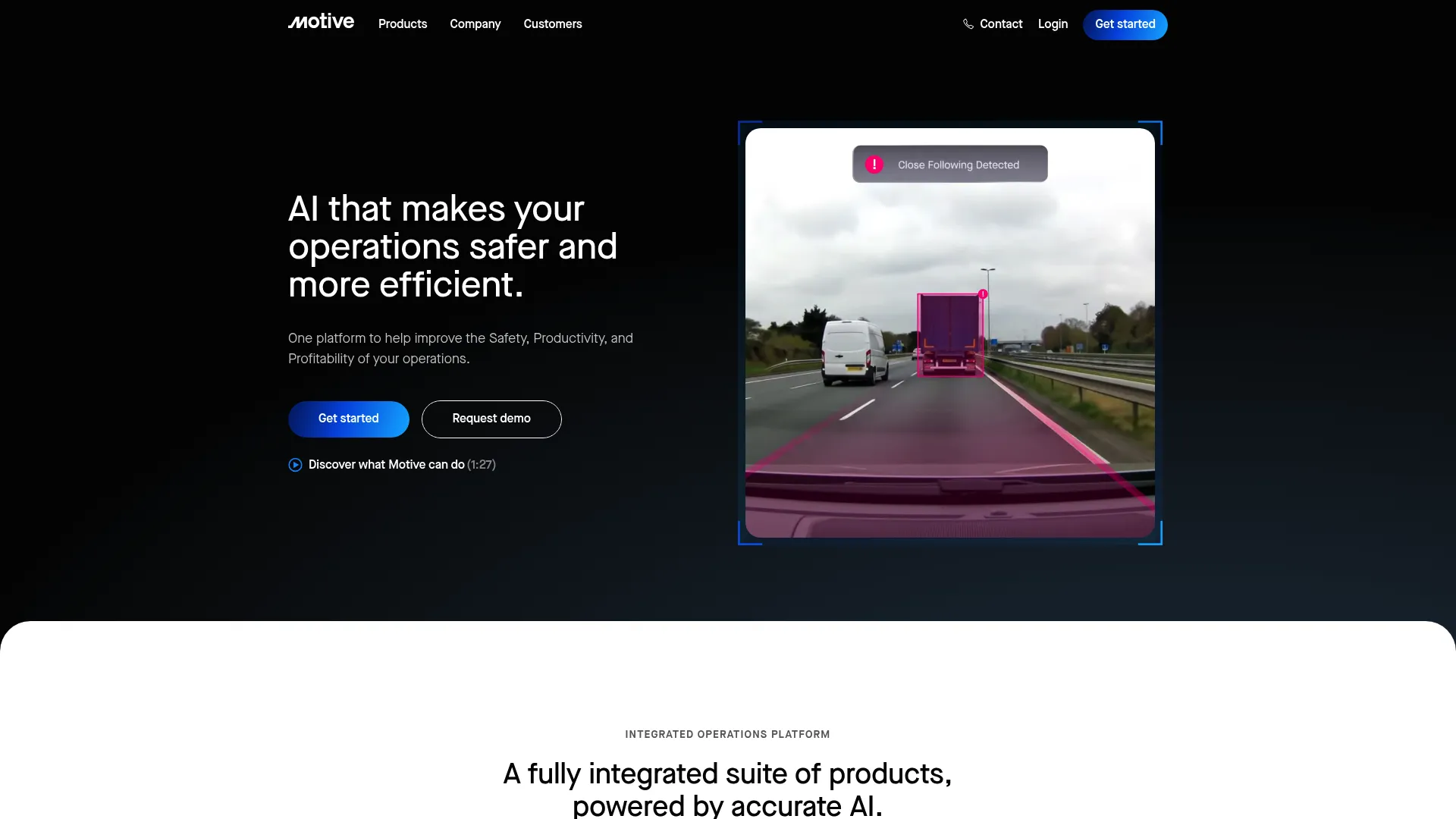 Motive fleet management and operations platform dashboard