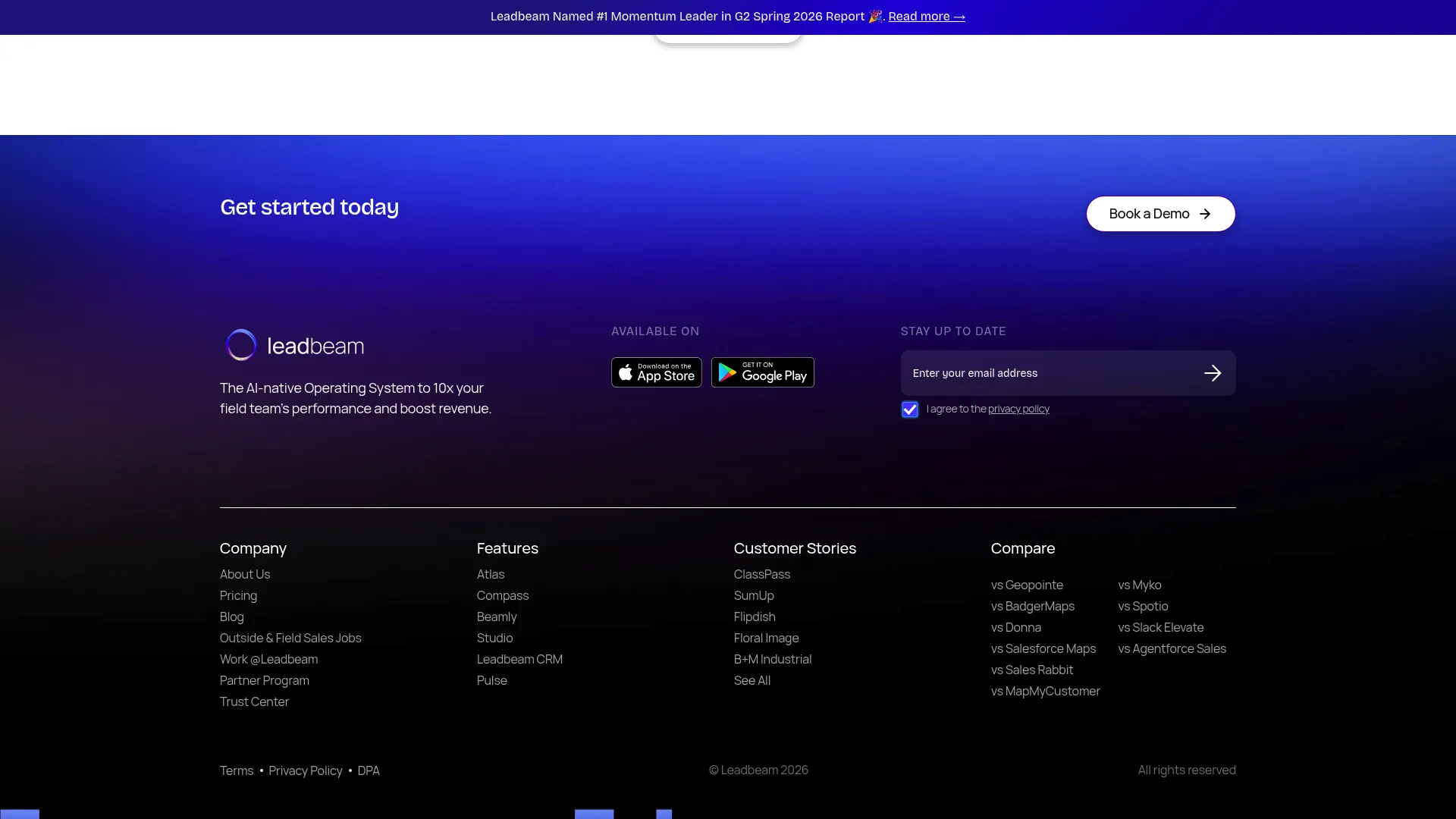 Leadbeam AI-powered field sales CRM with voice capture