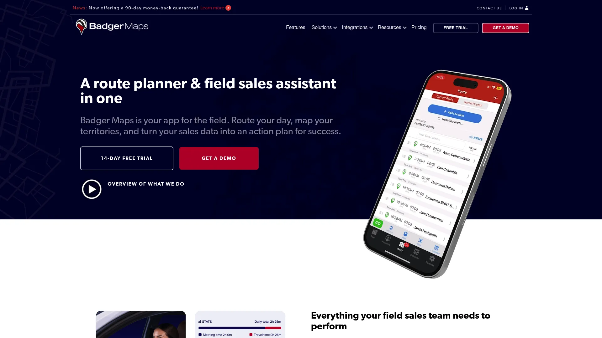 Badger Maps field sales route planning software