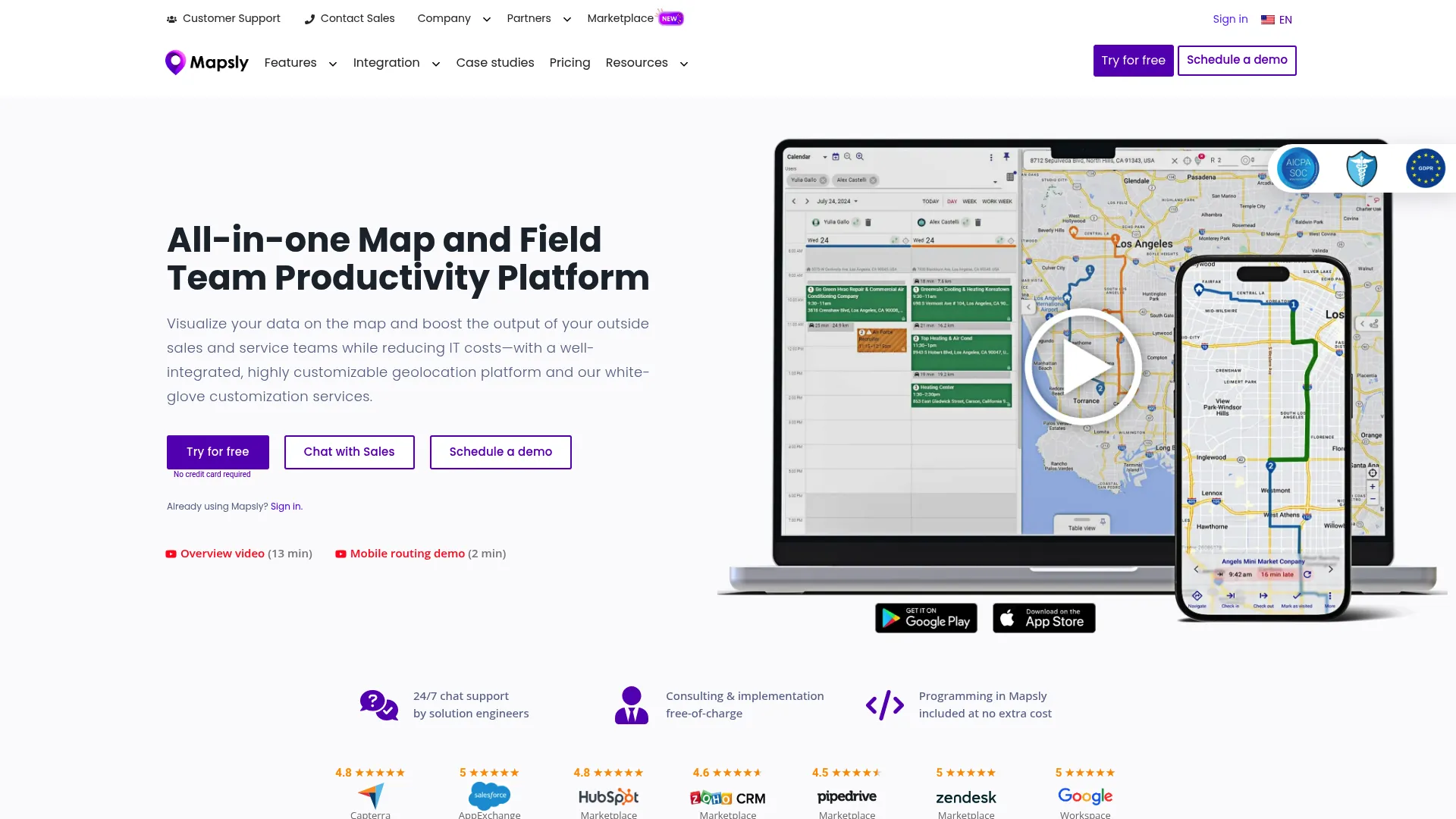 Mapsly CRM-native routing and territory management software