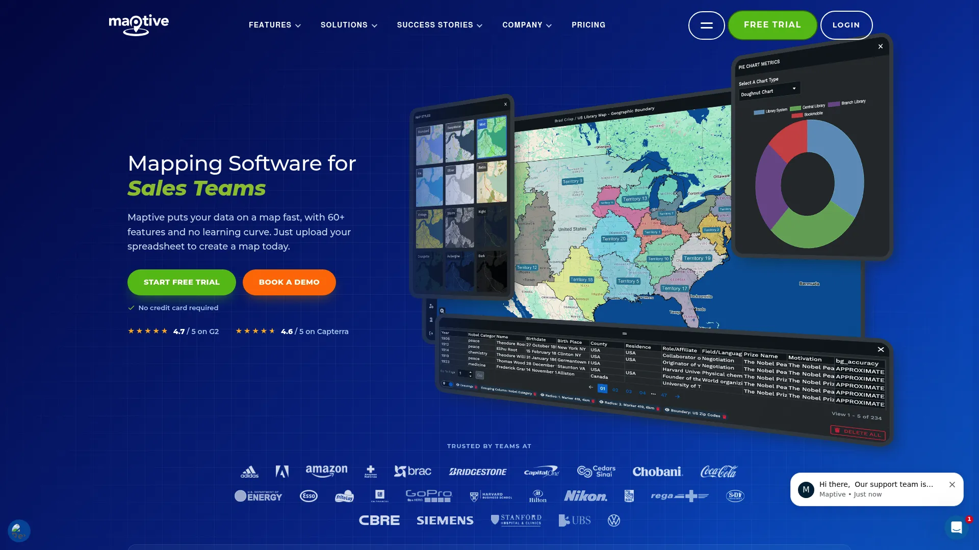 Maptive interactive mapping and territory dashboard
