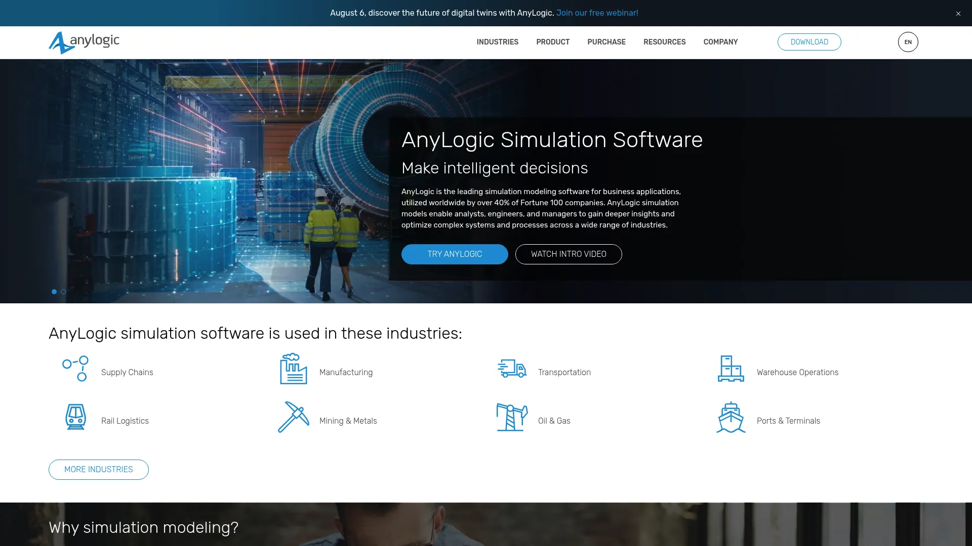 AnyLogic multimethod simulation modeling environment for supply chain and logistics