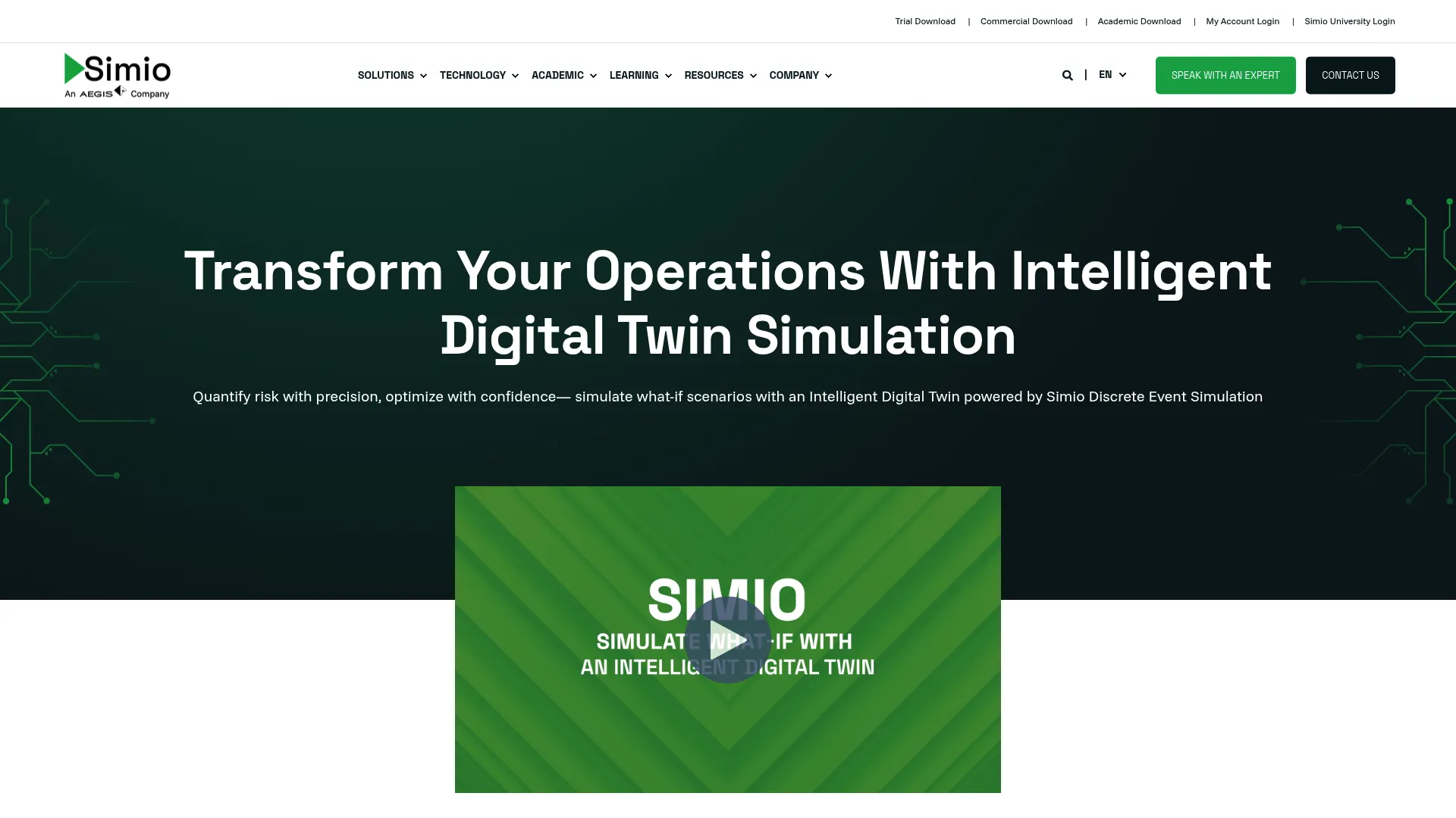 Simio discrete-event simulation and process digital twin modeling workspace