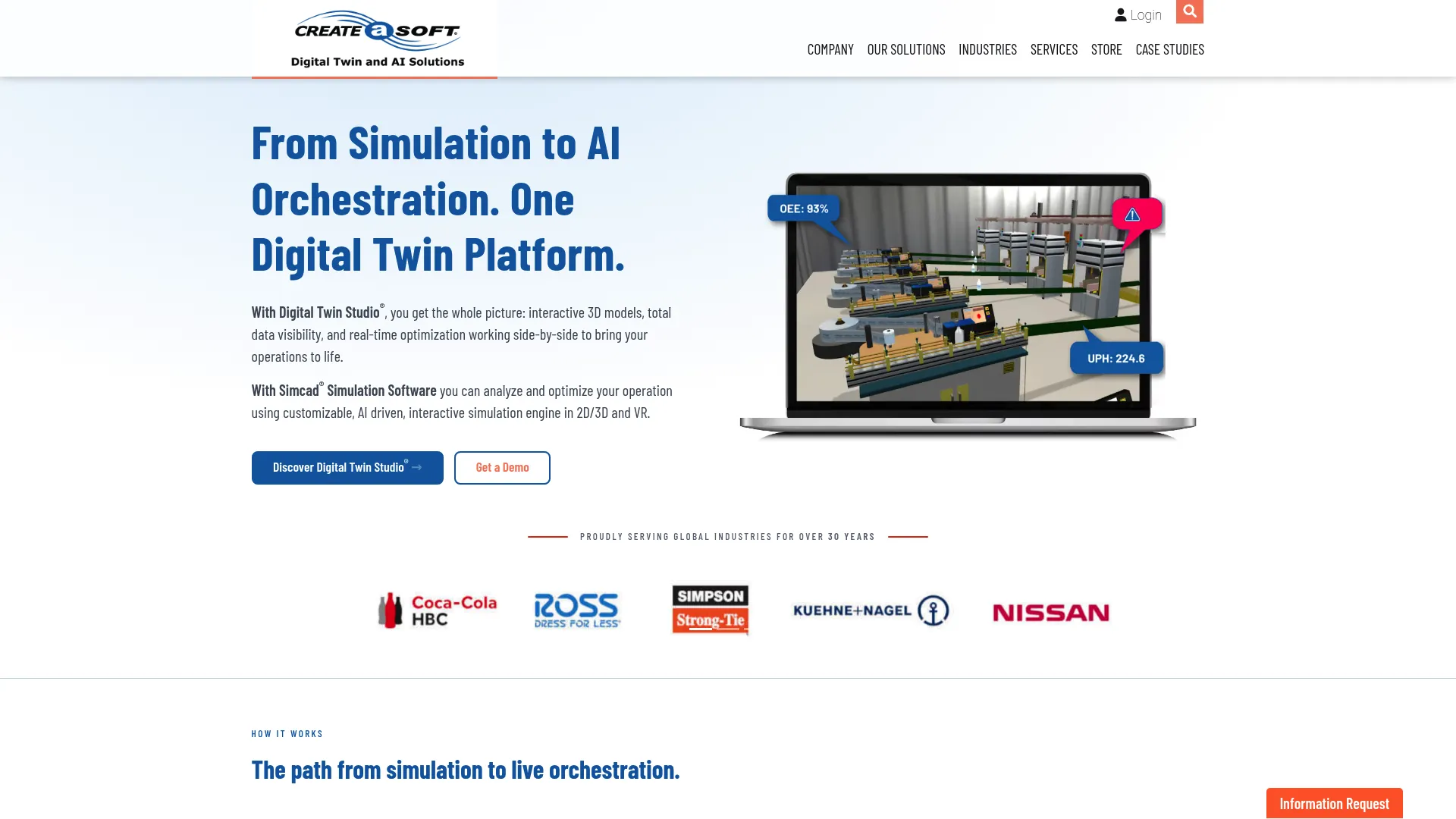 Createasoft Simcad Pro and Digital Twin Studio warehouse simulation interface
