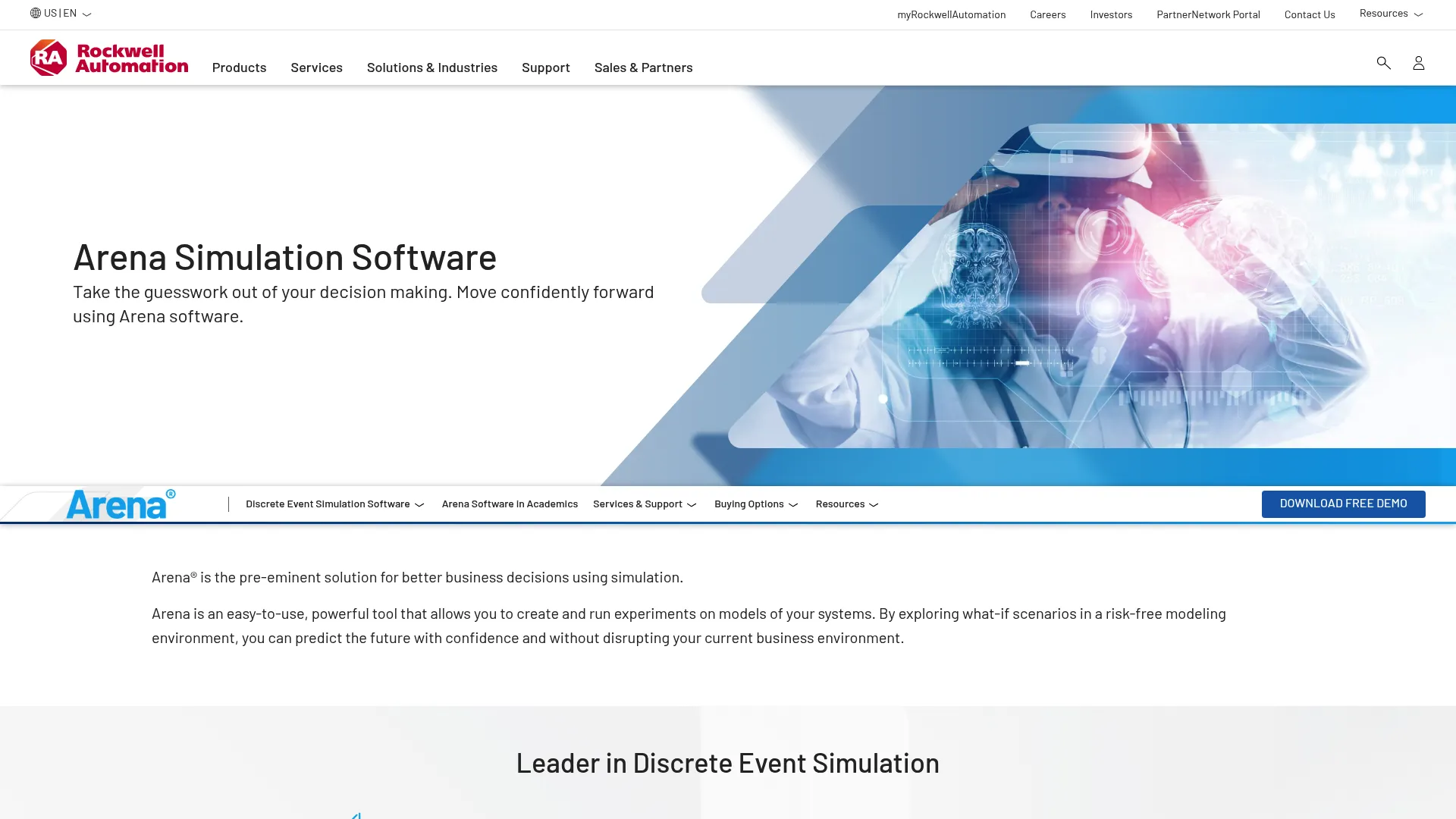 Arena Simulation discrete-event process modeling interface with animation