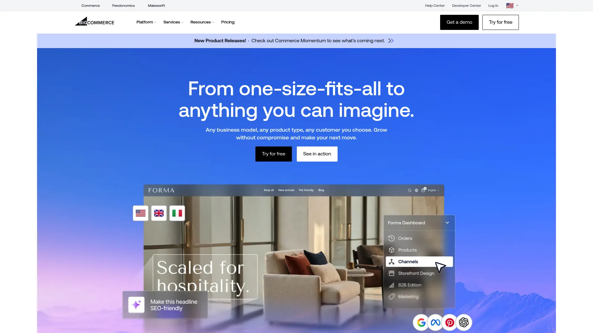 BigCommerce homepage screenshot