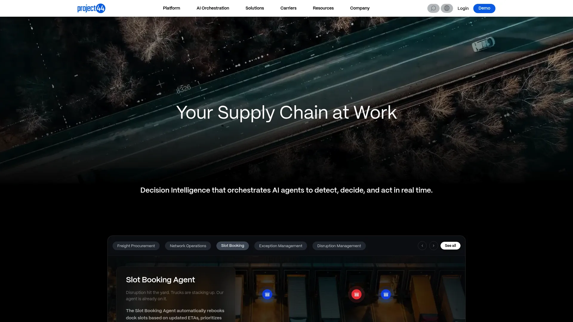 project44 real-time supply chain visibility platform homepage