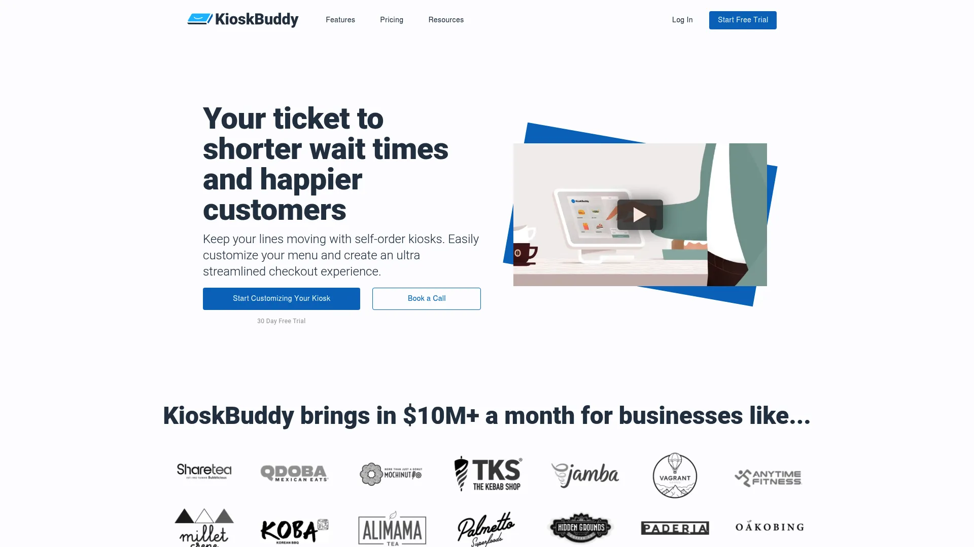 KioskBuddy self-order kiosk software homepage
