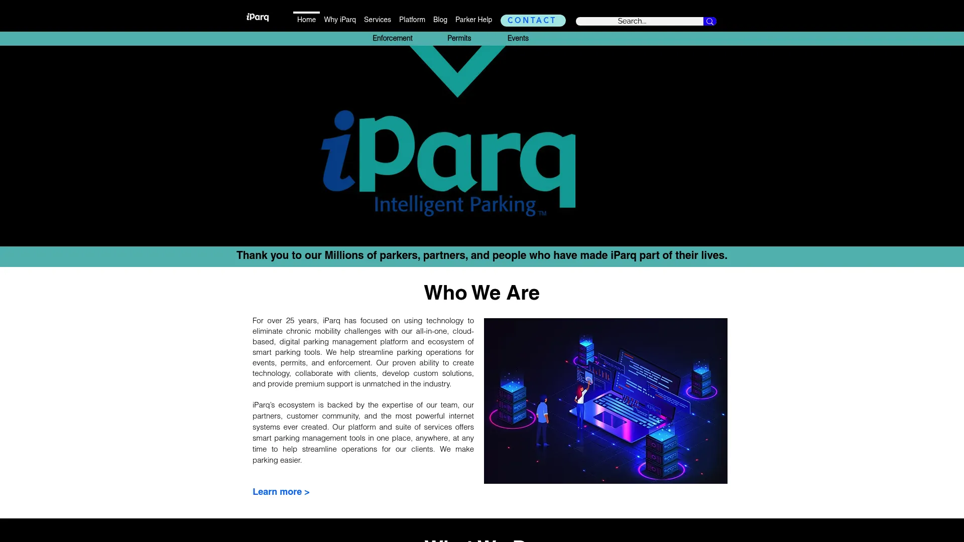 iParq parking management software homepage