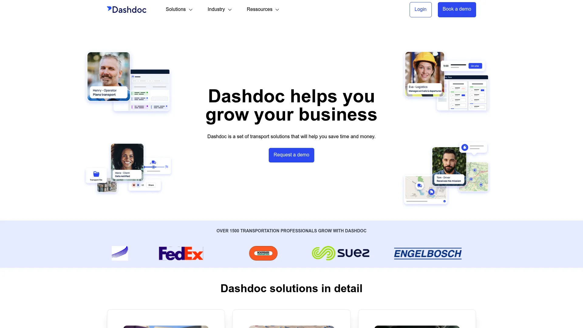 Dashdoc transport TMS and electronic bill of lading software homepage
