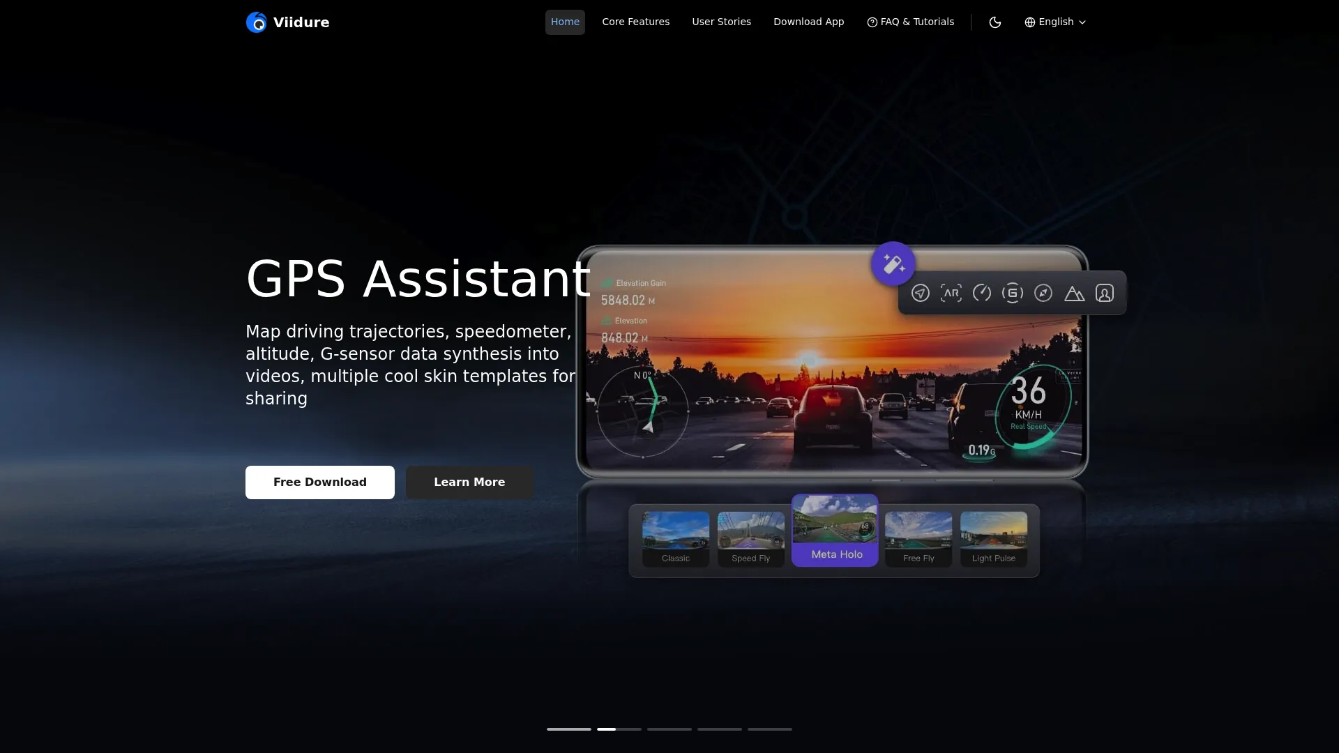 Viidure dash cam app interface showing live preview and video management