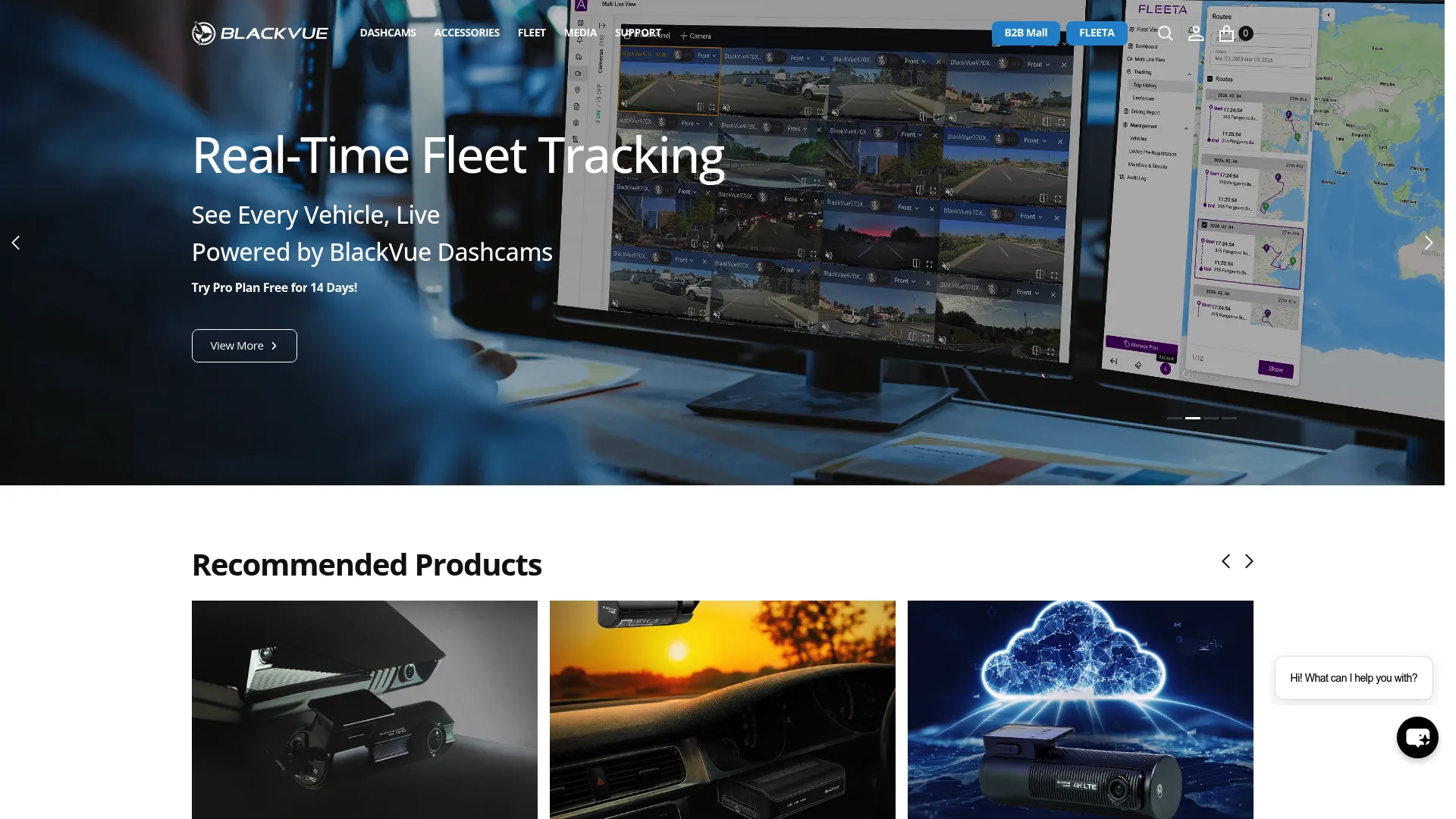 BlackVue Cloud Plans page showing remote live view and playback features