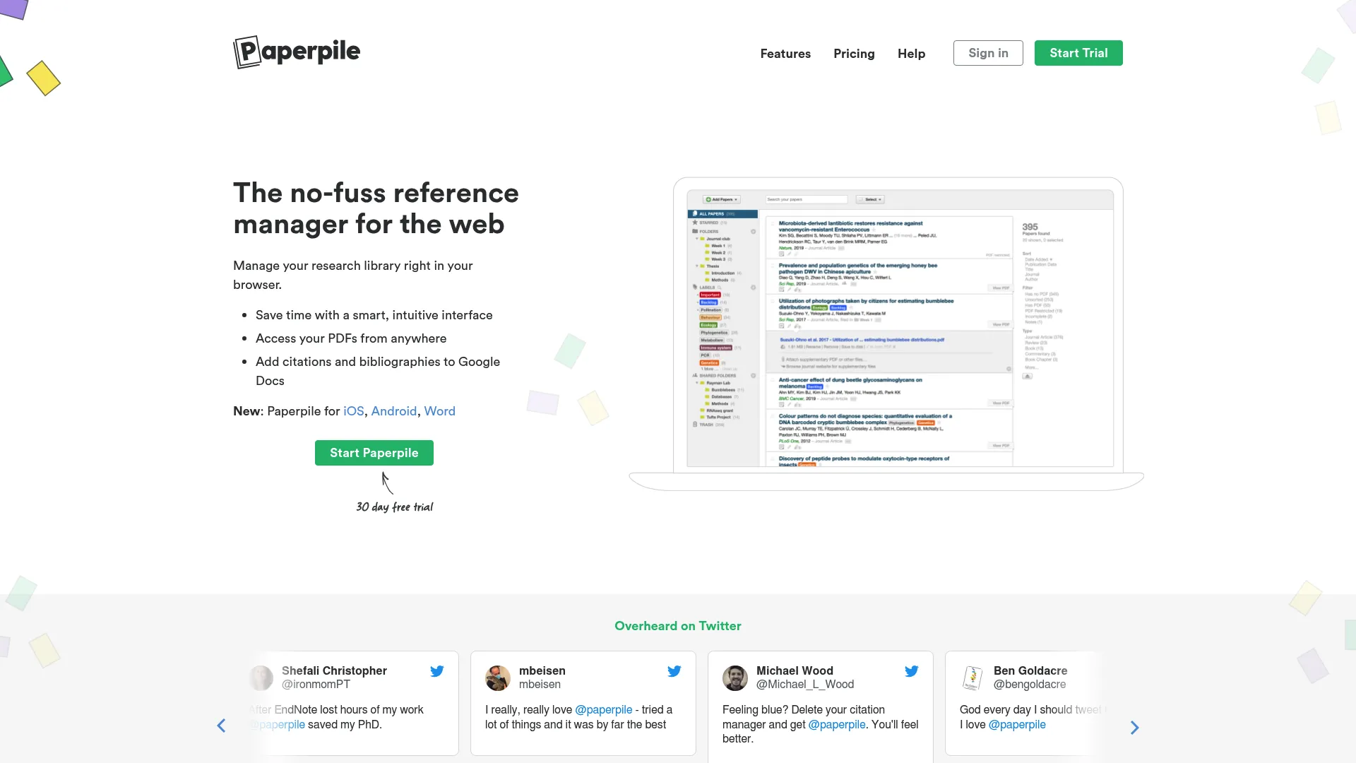 Paperpile web-based citation manager homepage