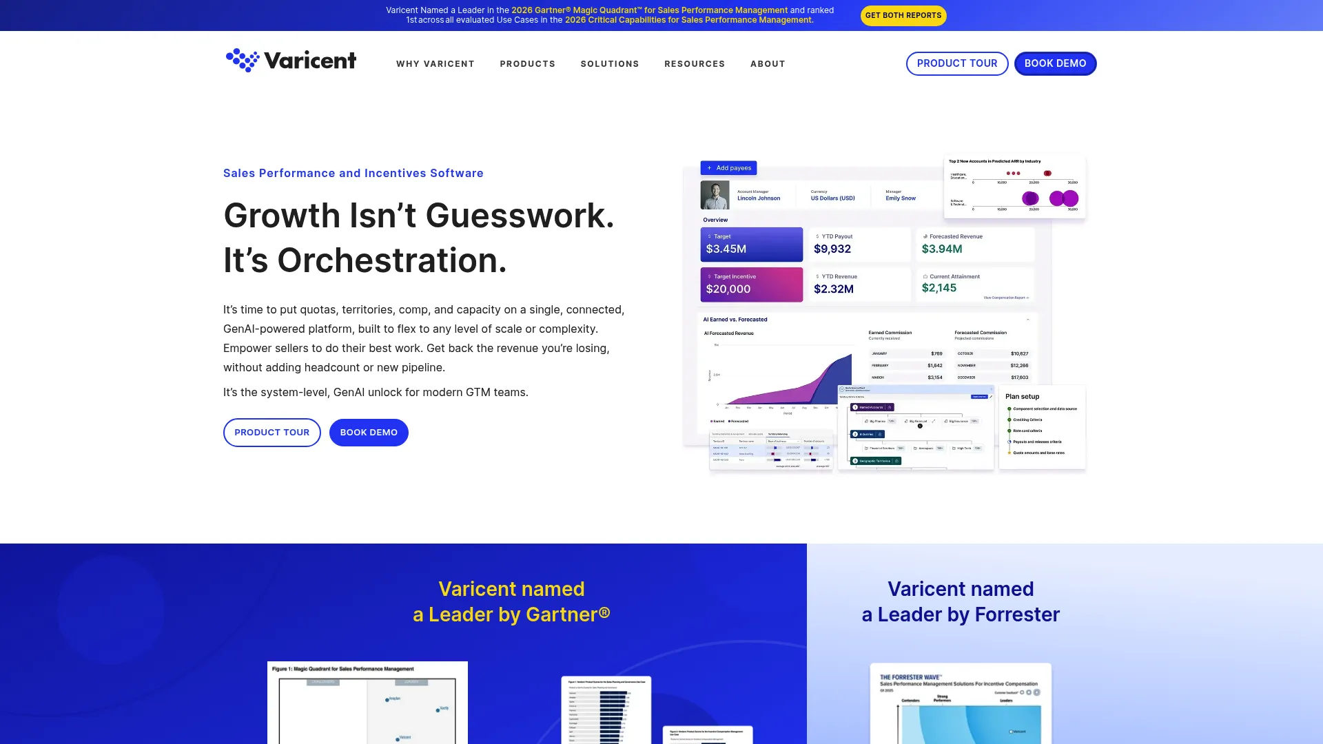 Varicent sales performance management platform homepage