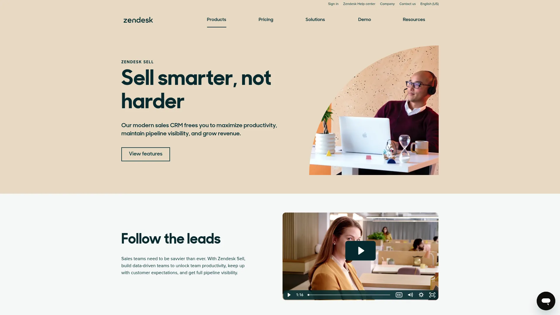 Zendesk Sell sales CRM interface