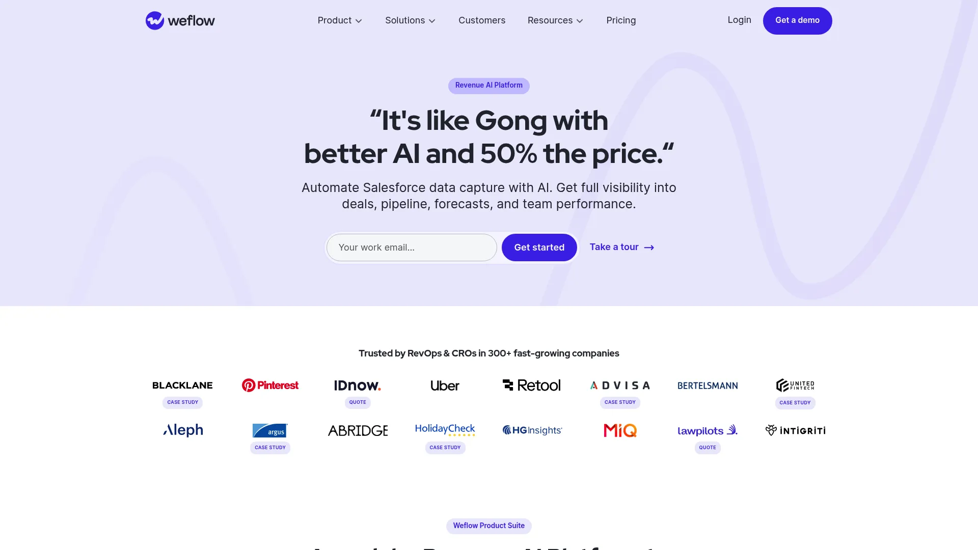 Weflow Salesforce-native revenue AI platform interface