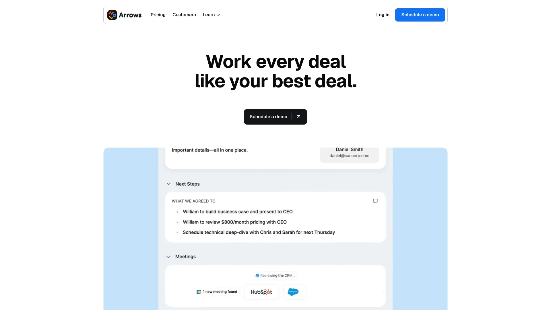 Arrows onboarding and sales room software
