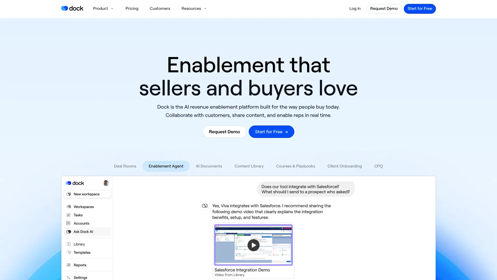 Dock client workspace software
