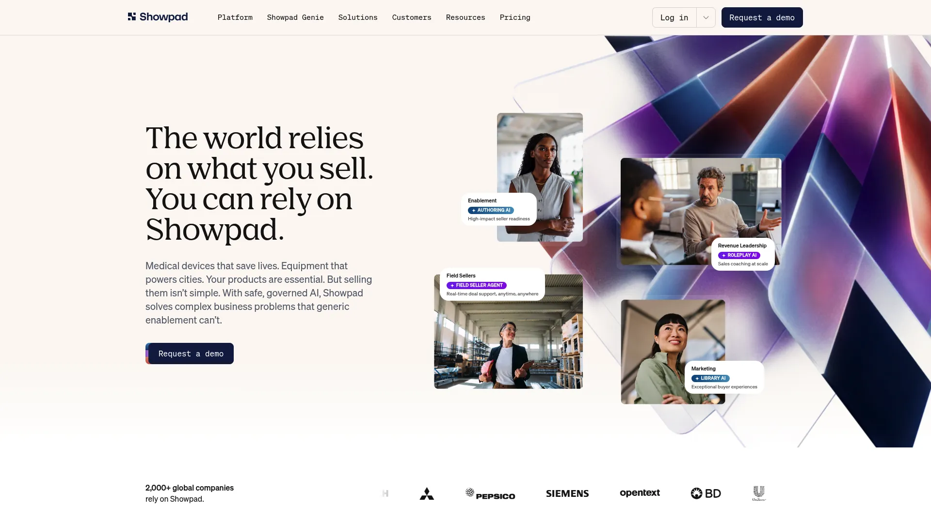 Showpad homepage screenshot