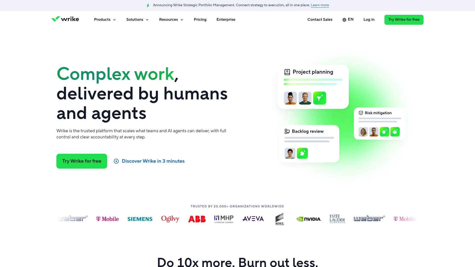 Wrike work management platform homepage