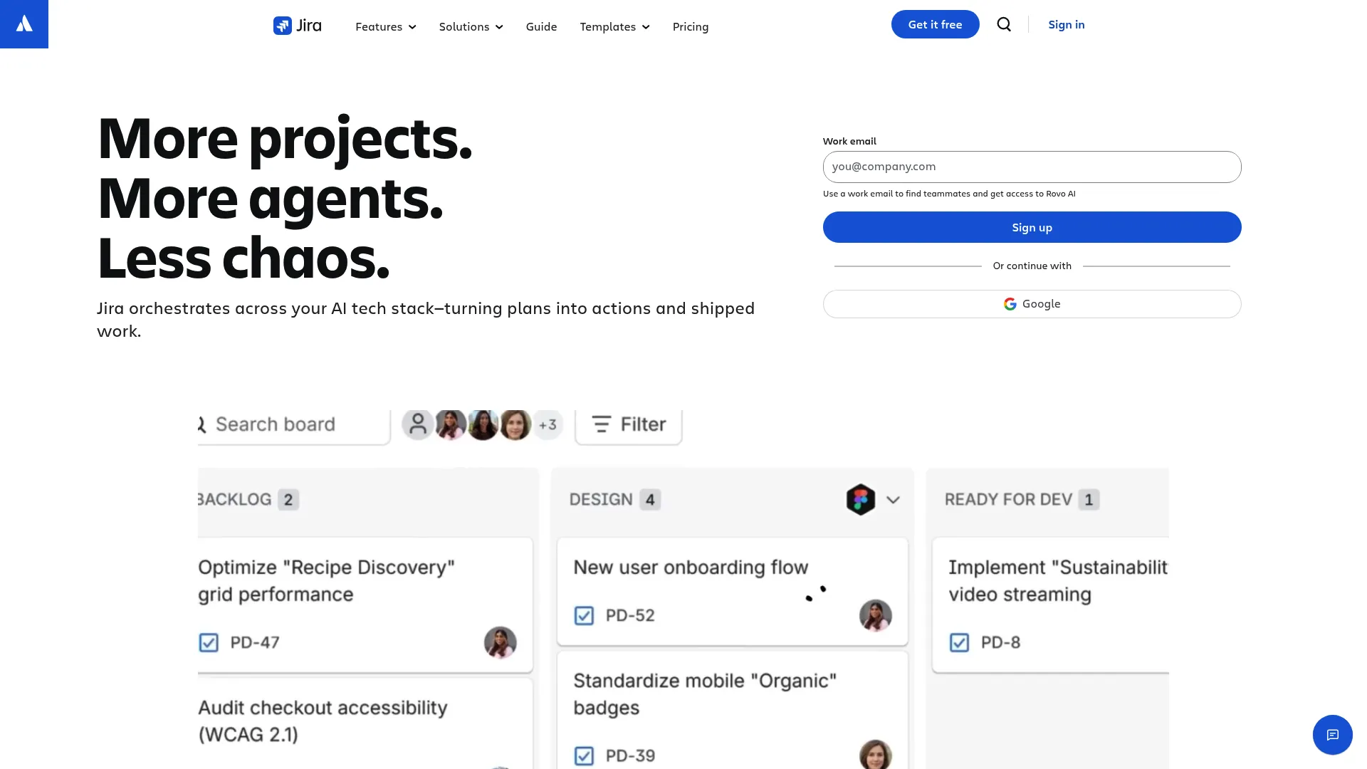 Jira work management and project tracking software homepage