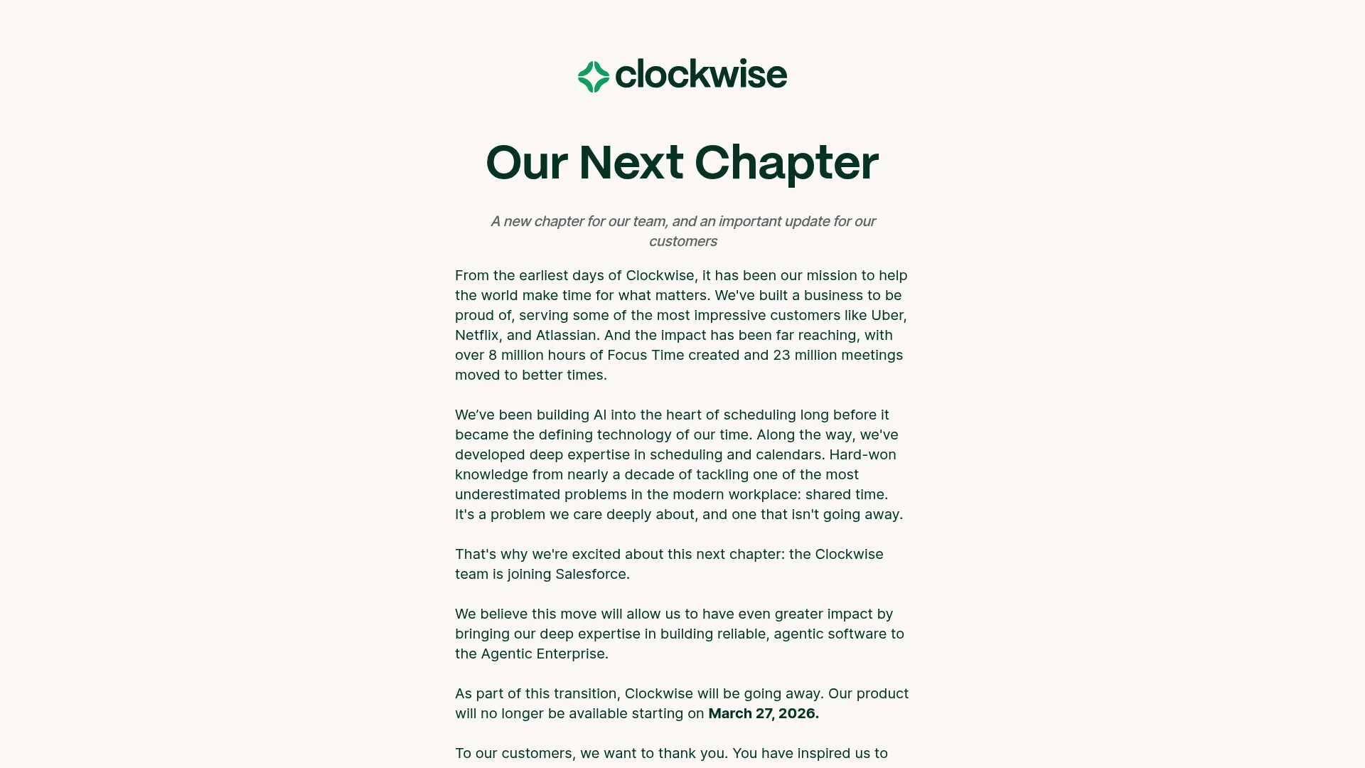 Clockwise AI calendar optimization homepage