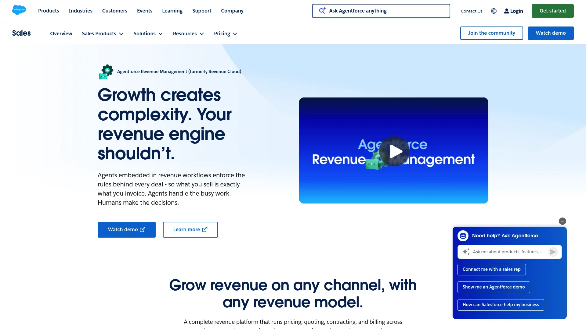 Salesforce Revenue Cloud overview page