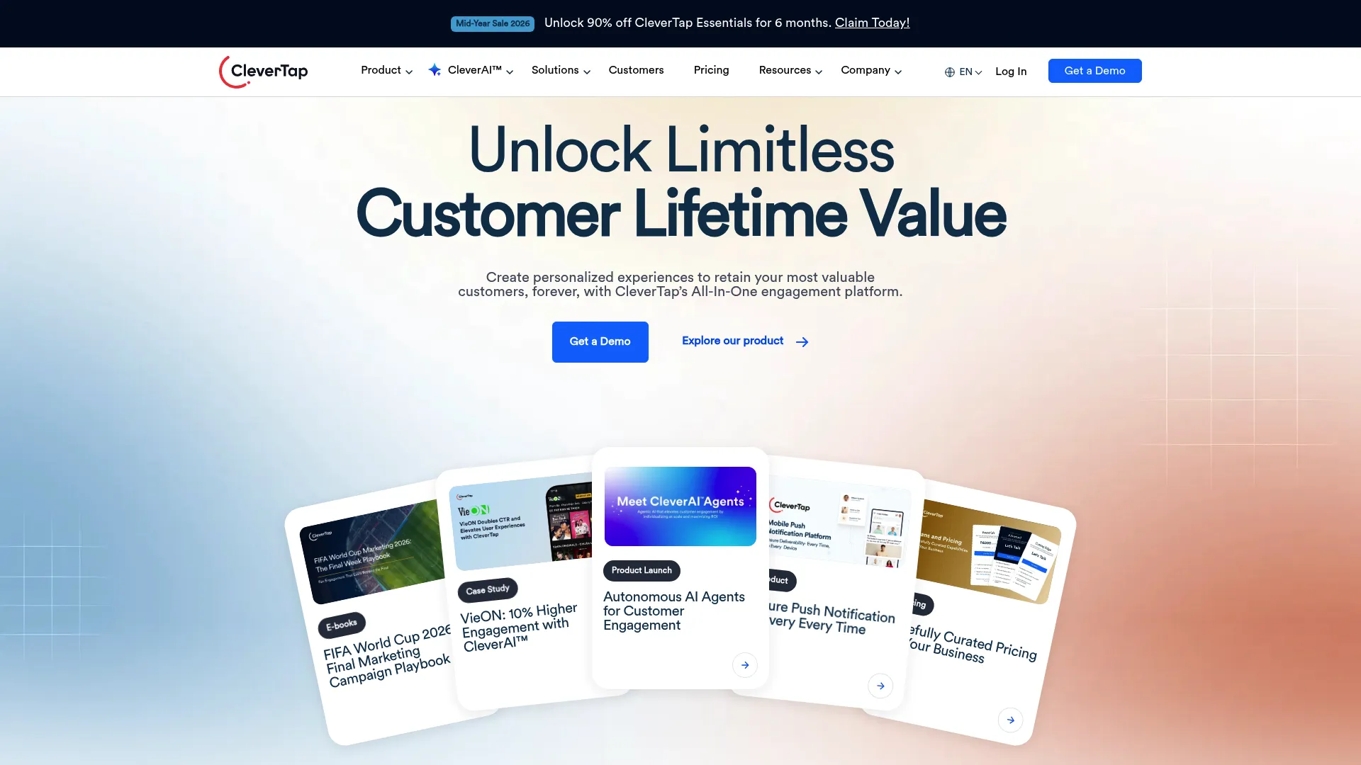 CleverTap customer engagement and retention analytics platform homepage