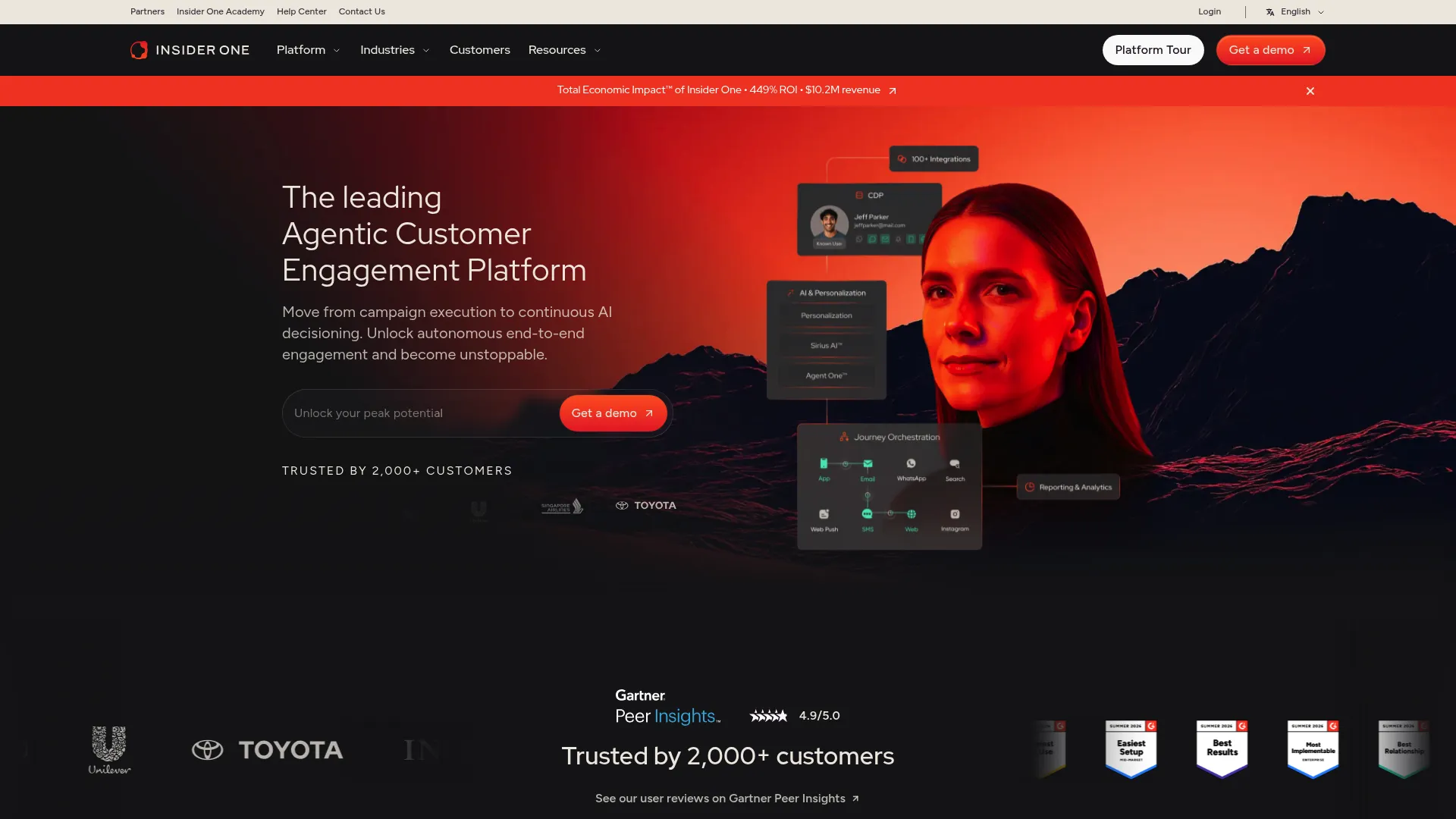 Insider AI-native omnichannel customer engagement platform homepage