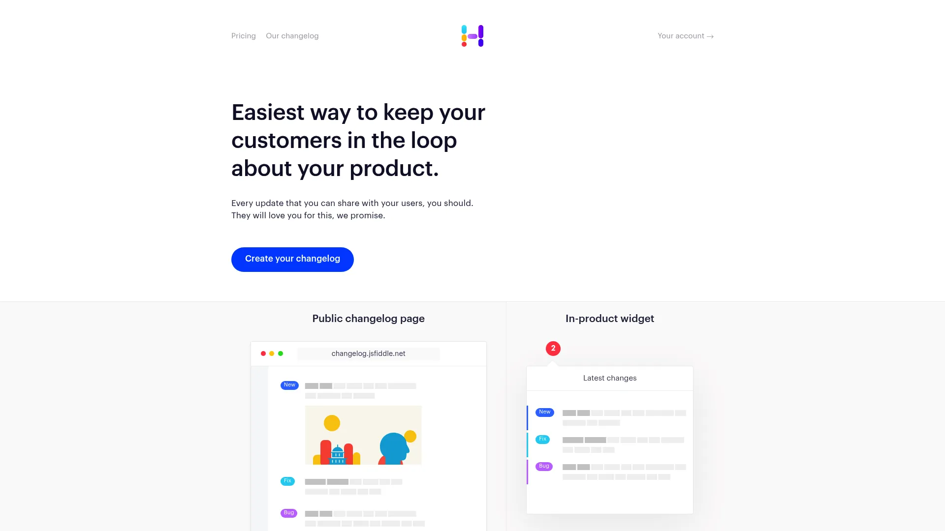 Headway changelog and release-notes software homepage