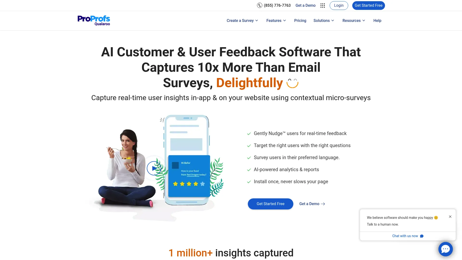 Qualaroo customer and user feedback survey software homepage