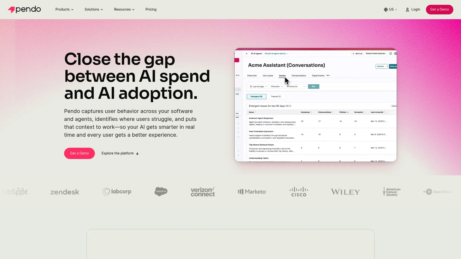 Pendo Predict AI churn prediction interface