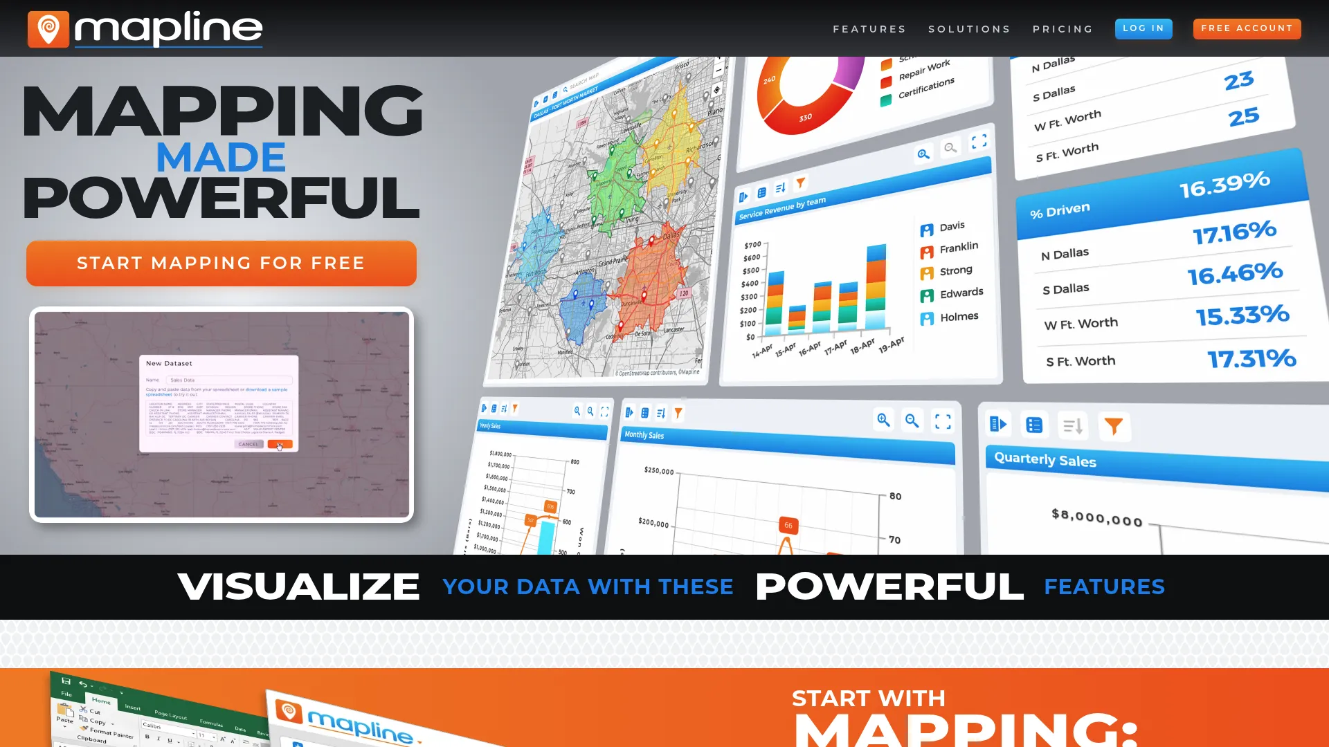 Mapline data-to-map visualization and territory interface