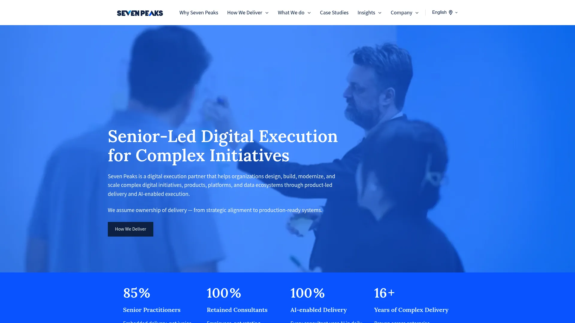 Seven Peaks Software homepage showing its digital delivery services