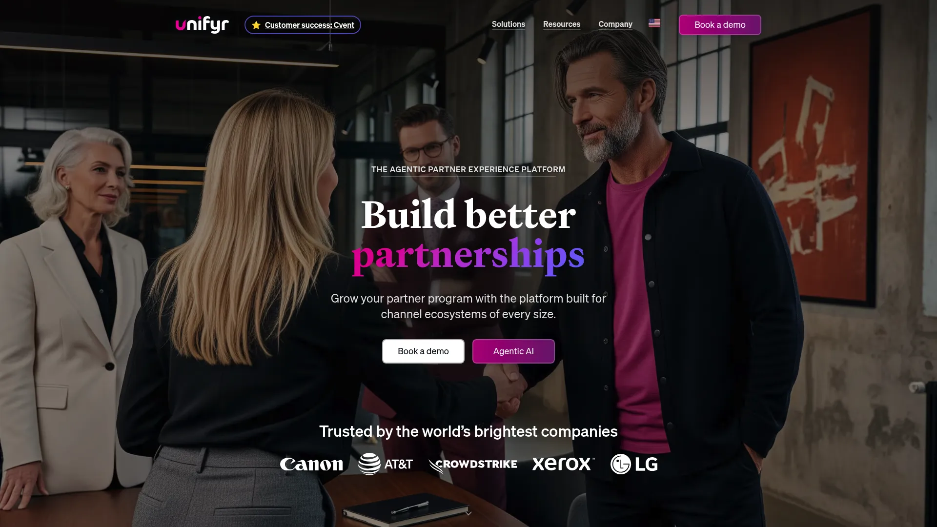 Unifyr partner ecosystem management platform homepage