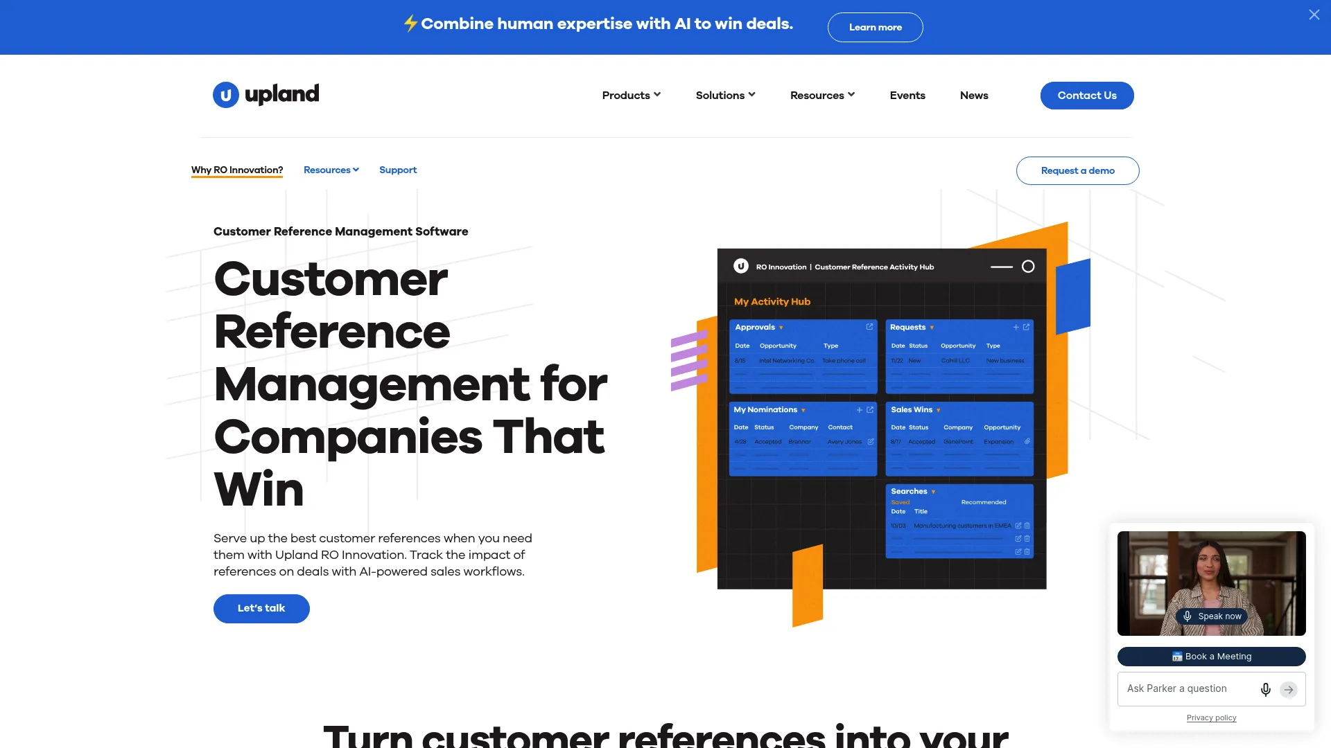 Upland RO Innovation customer reference management homepage