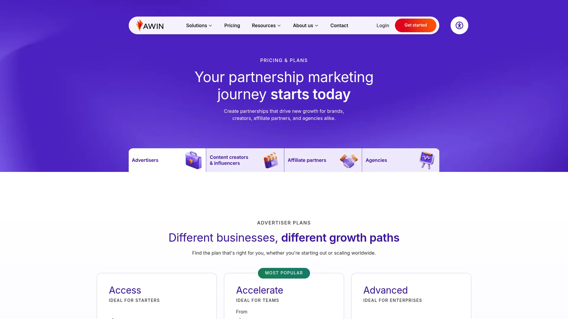 Awin Advanced affiliate marketing platform homepage