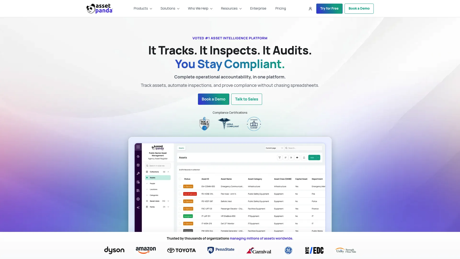 Asset Panda asset tracking software interface