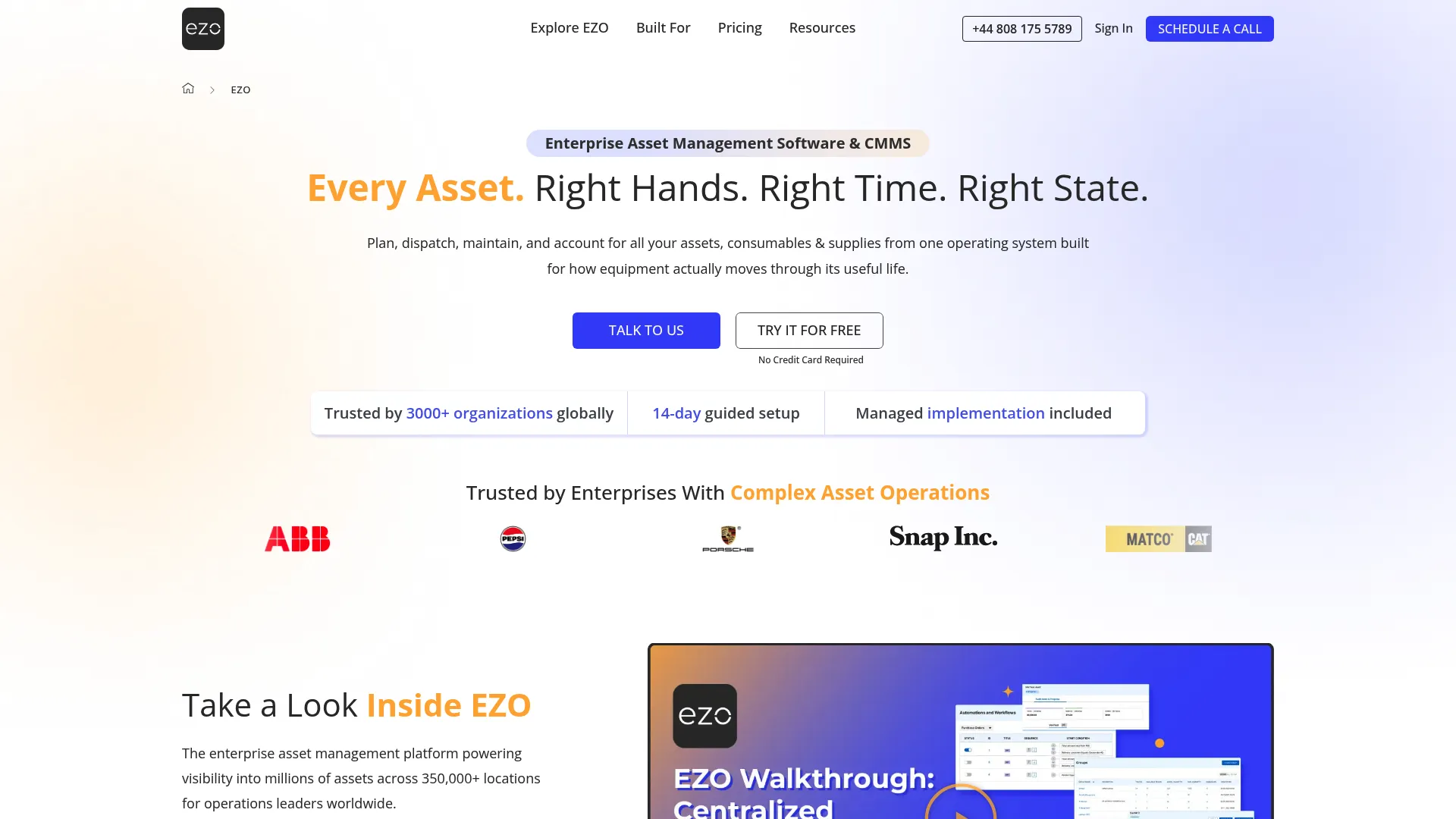 EZOfficeInventory asset and inventory tracking dashboard