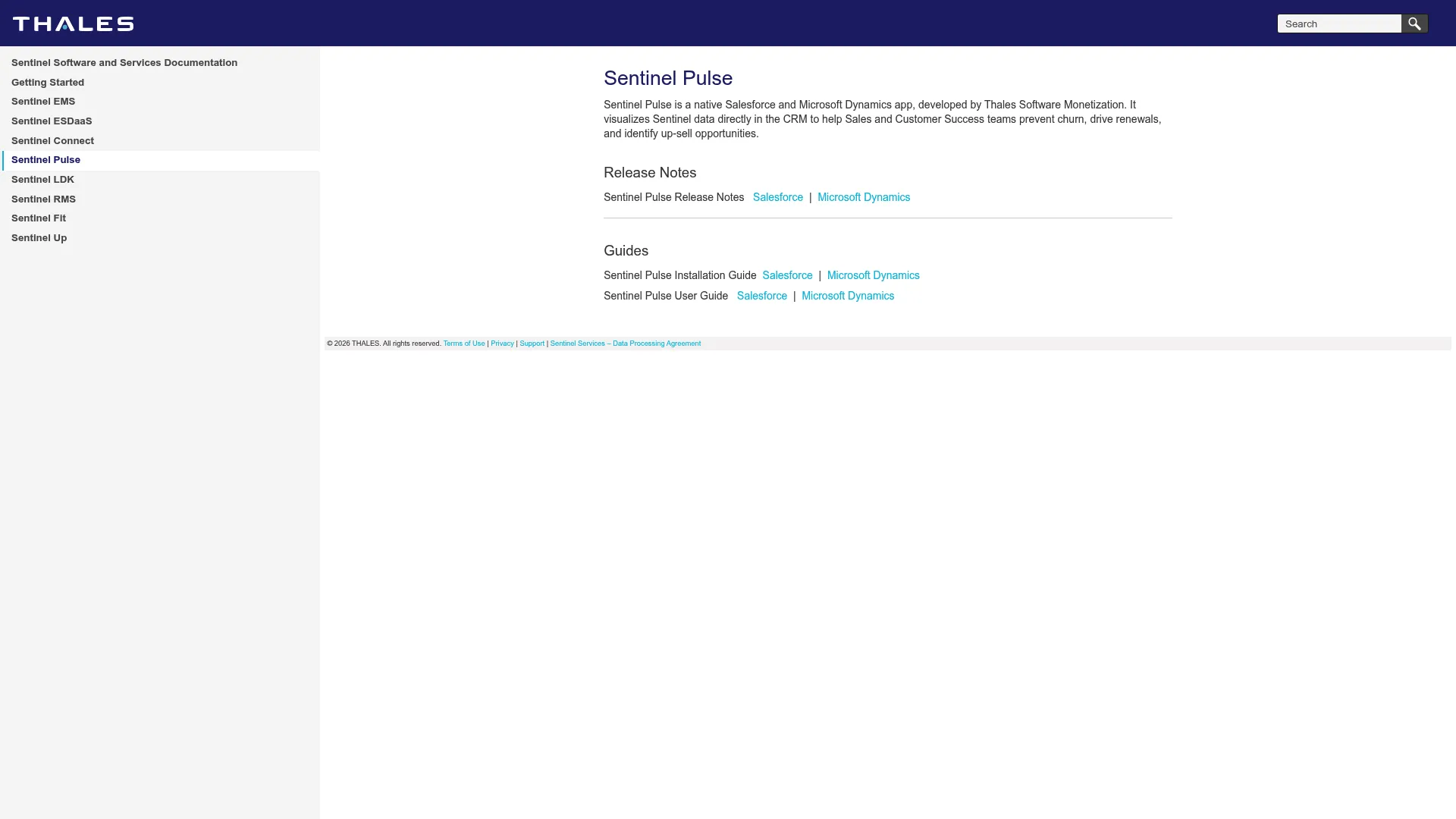 Sentinel Pulse CRM app visualizing Thales Sentinel data