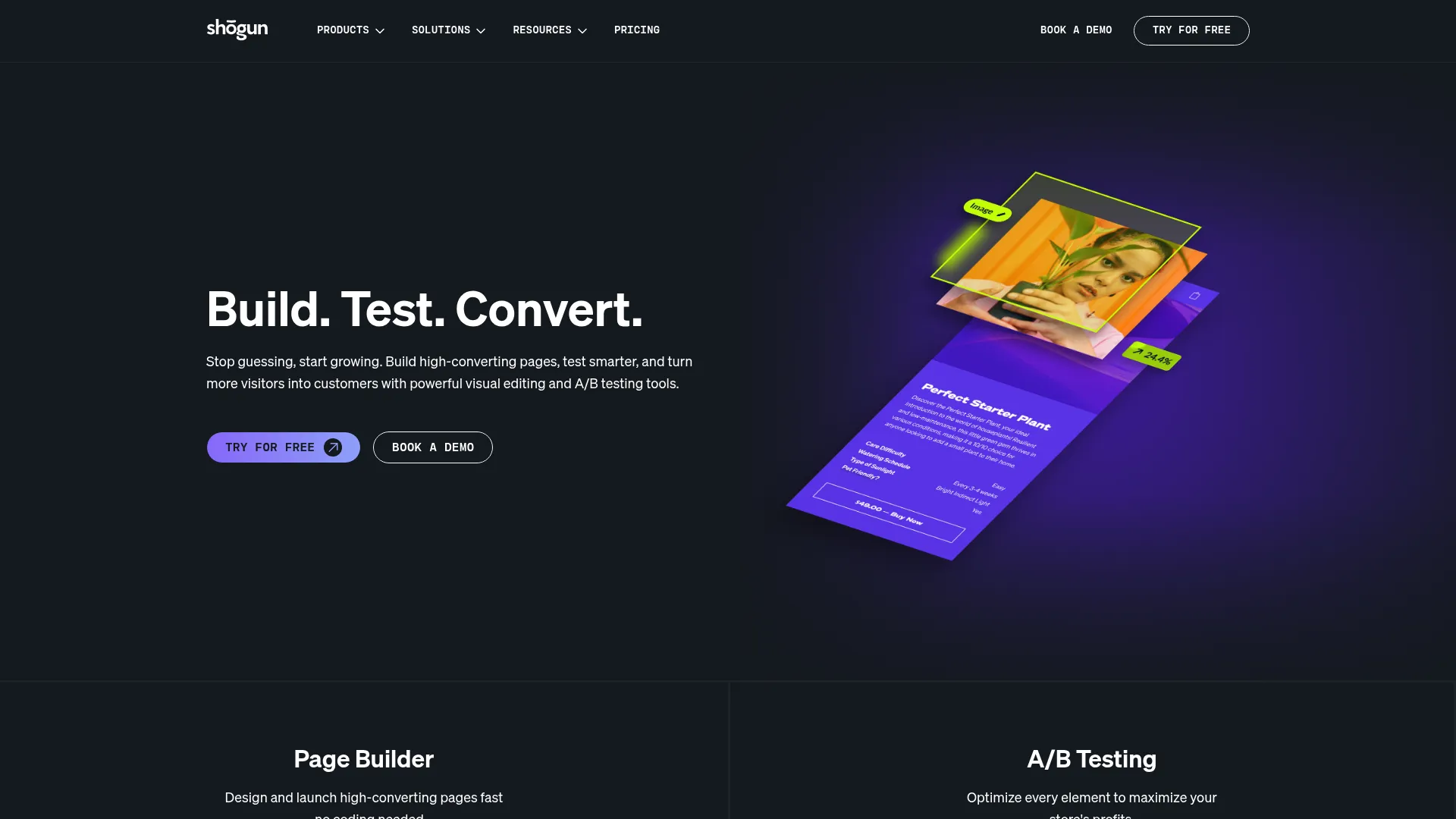 Shogun ecommerce page builder and optimization software