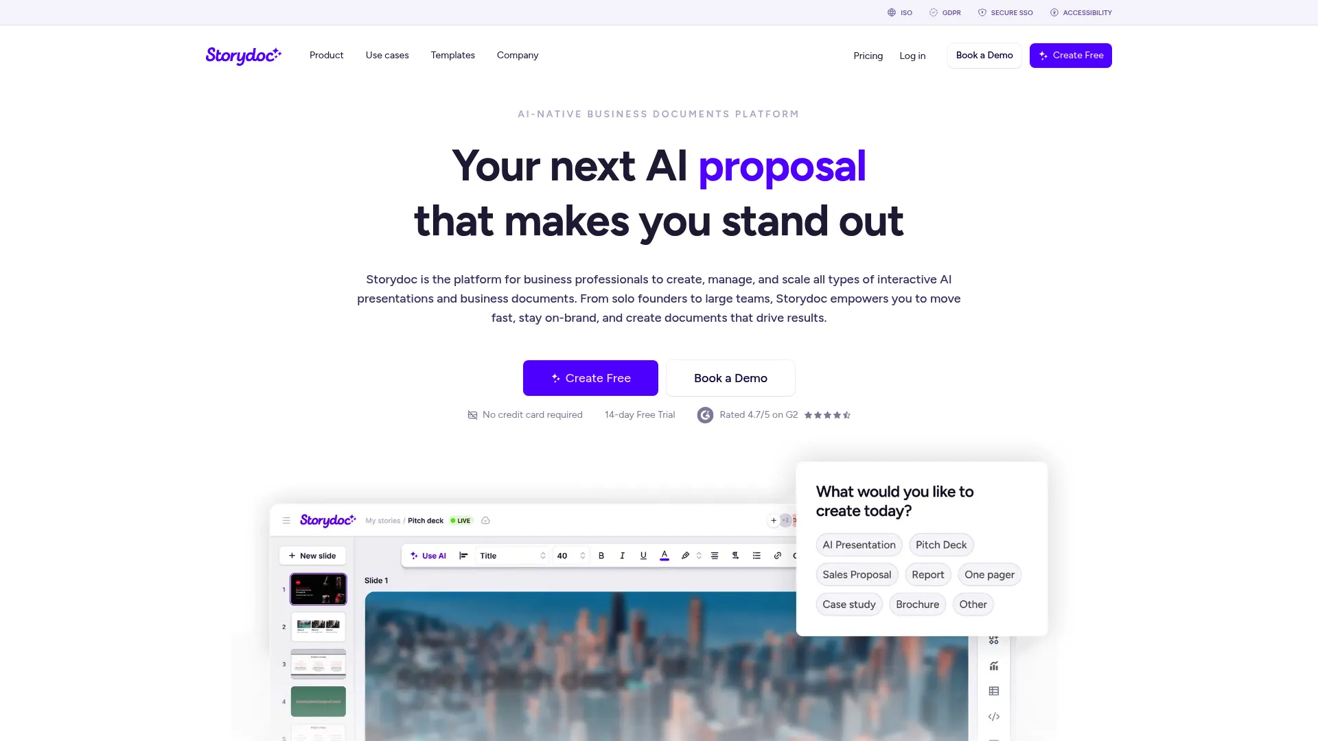 Storydoc interactive presentation platform homepage