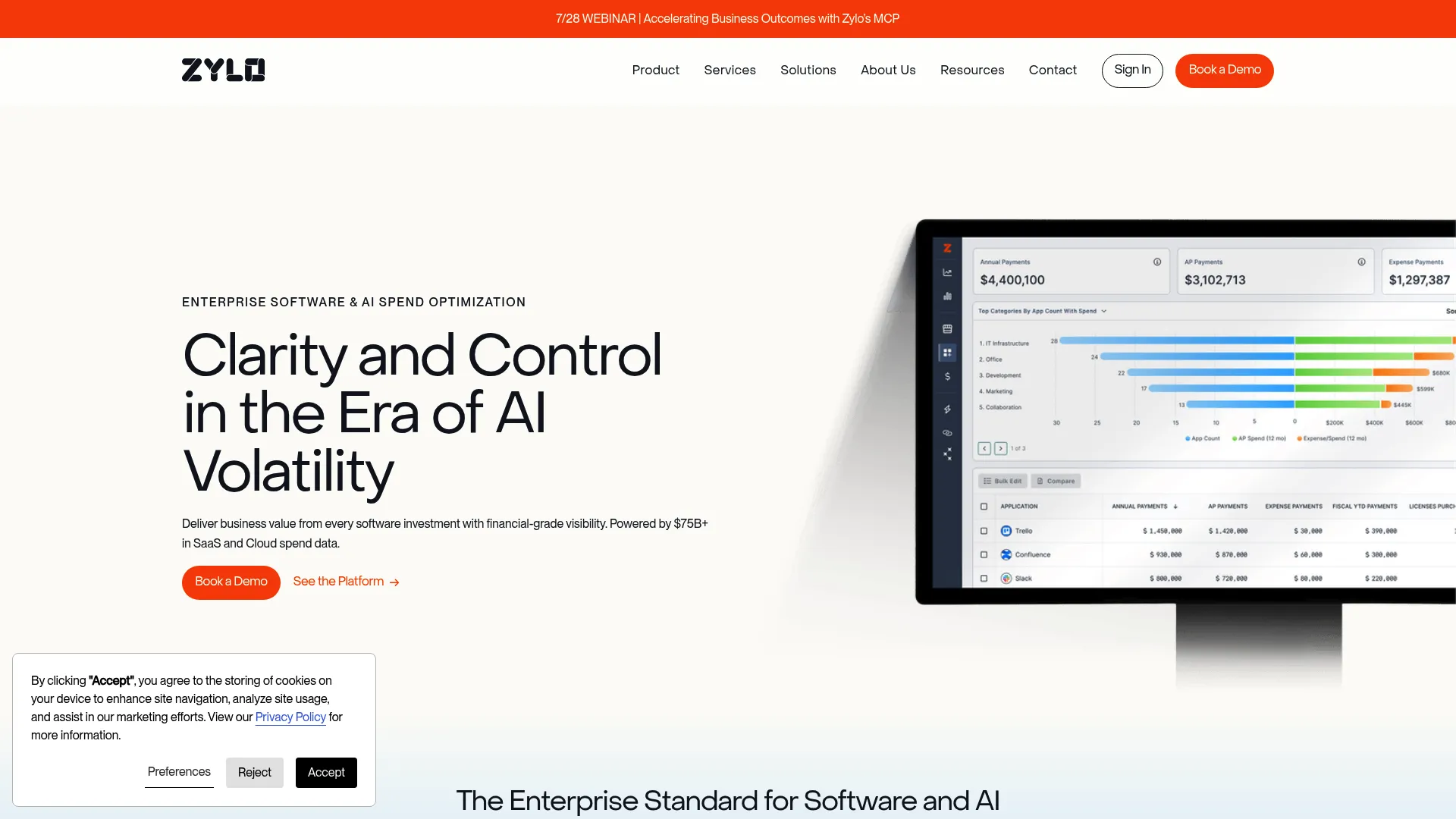 Zylo SaaS management and renewal platform homepage