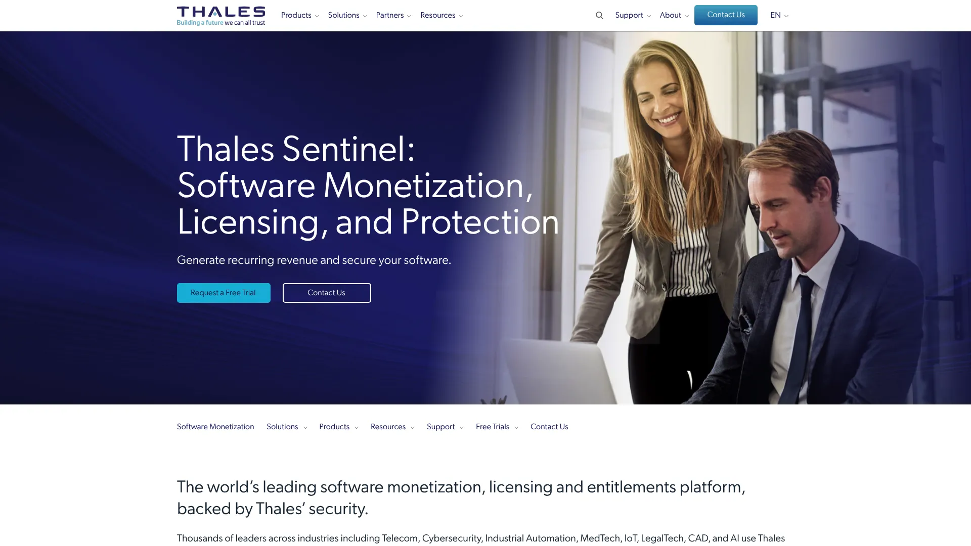 Thales Sentinel software monetization screenshot