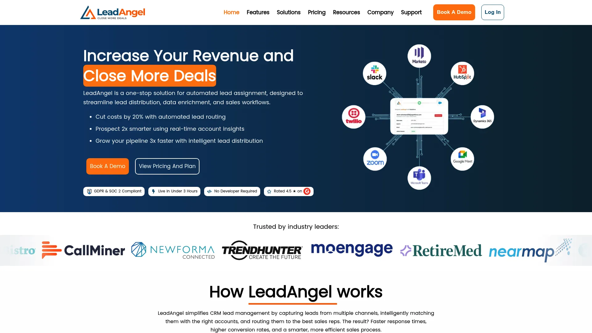 LeadAngel homepage screenshot