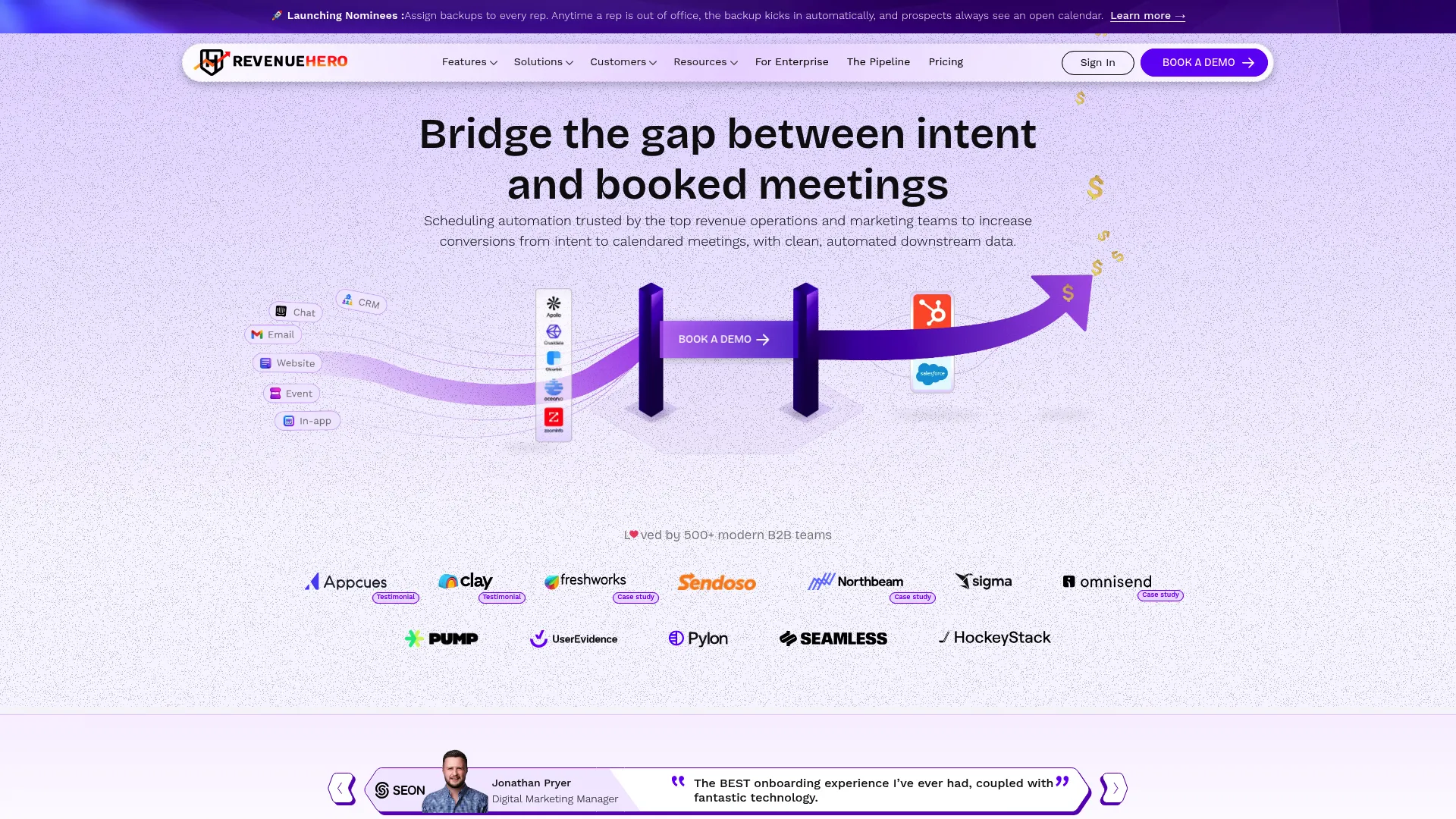 RevenueHero homepage screenshot