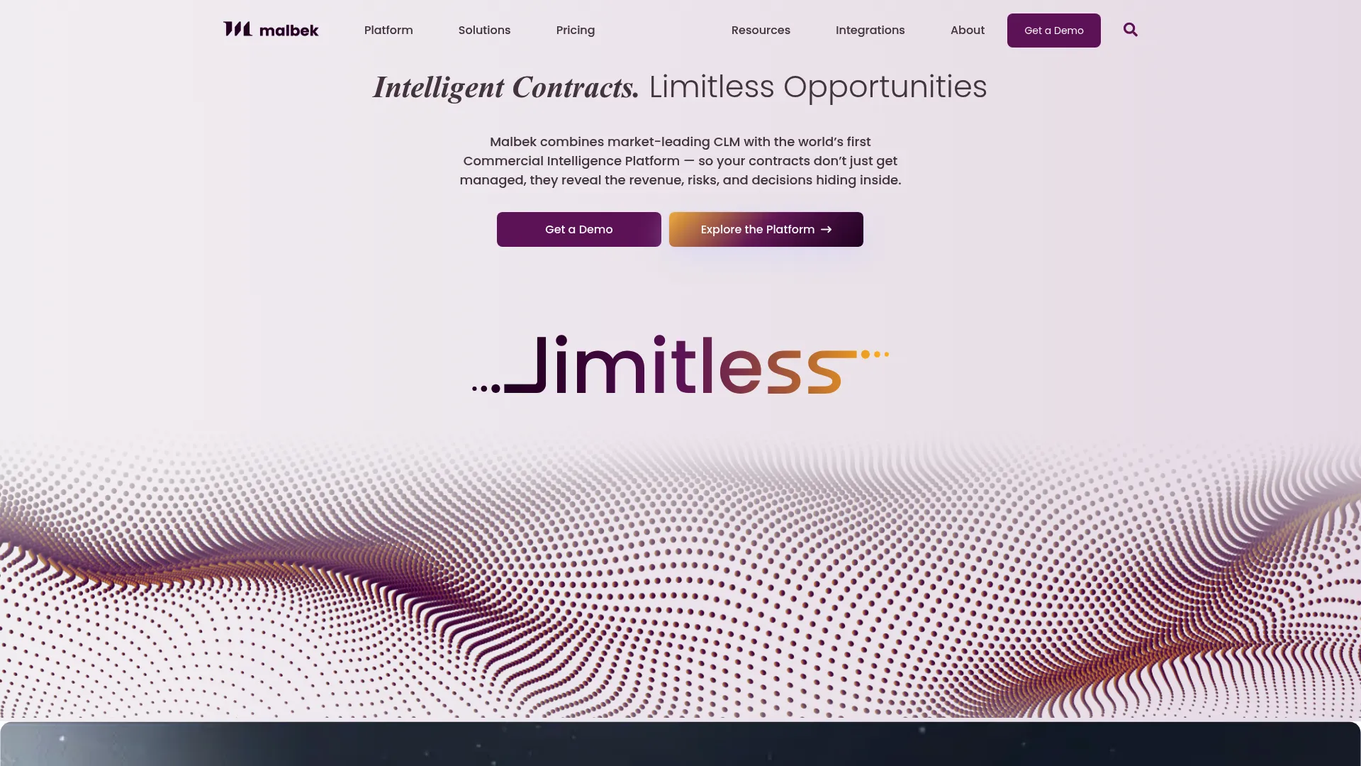 Malbek contract lifecycle management platform homepage
