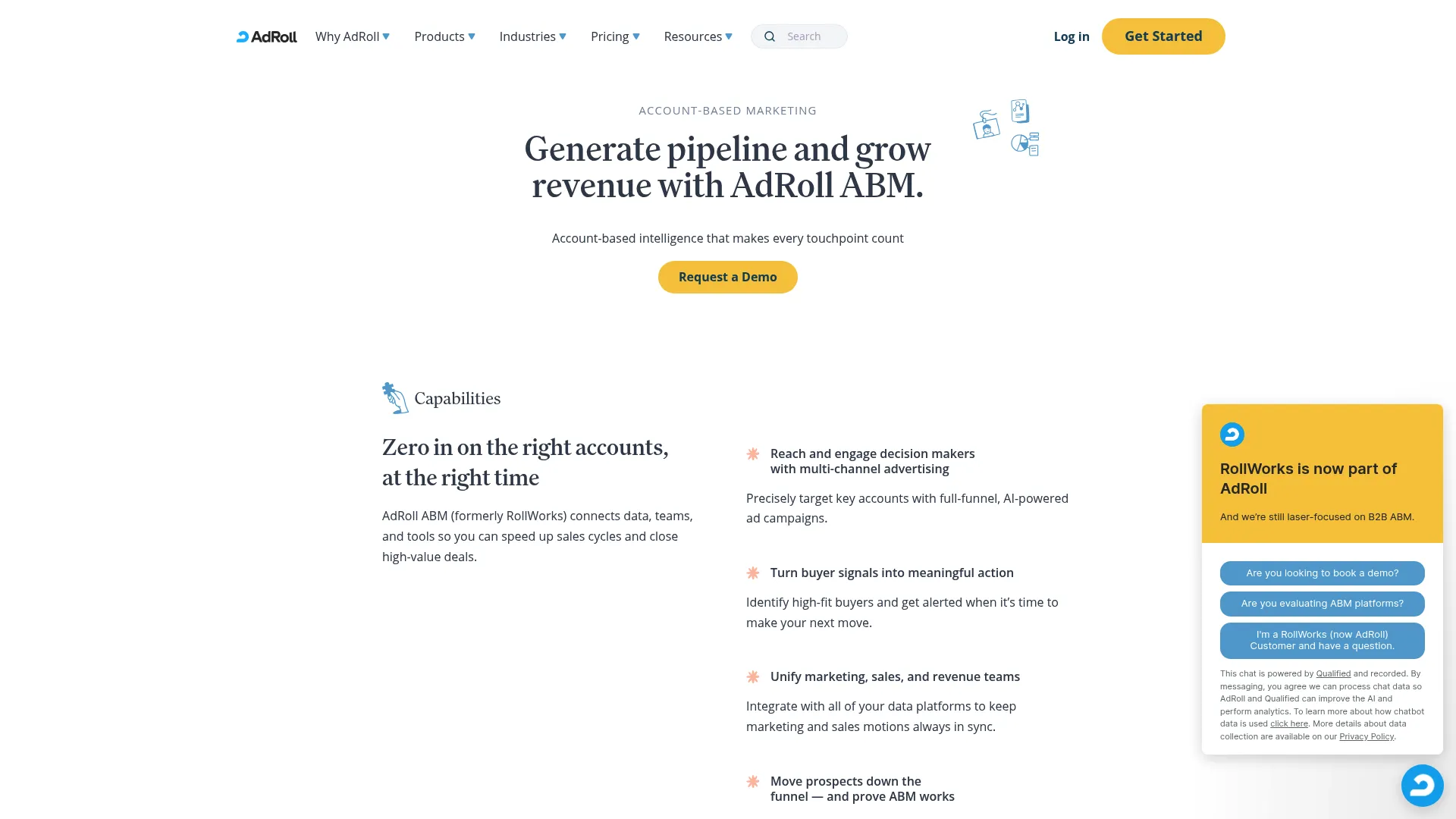 RollWorks account-based platform homepage