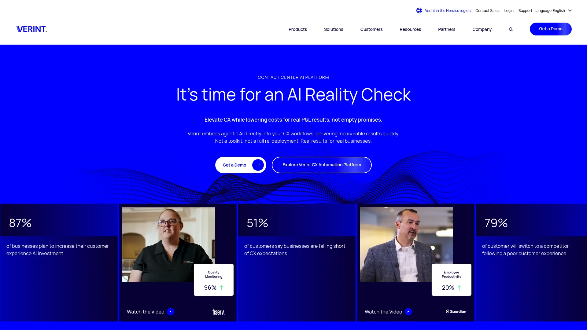Verint customer engagement platform interface