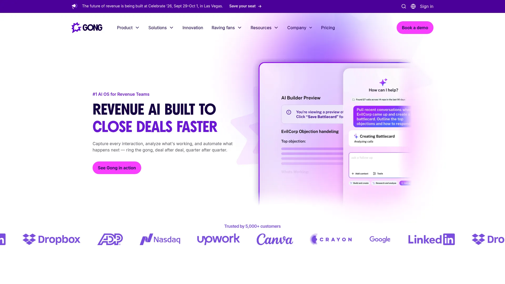 Gong revenue AI platform interface